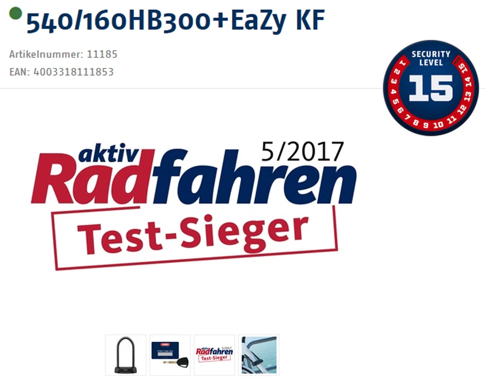 Abus Granit X-Plus 540/160HB300 Verrouillage En U + Support KF EaZy 4 Abus Granit X-Plus 540/160HB300 Verrouillage En U + Support KF EaZy – Image 4