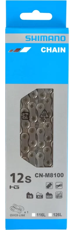 Shimano XT CN-M8100 Chaîne à 12 Vitesses Avec Quick-Link -Abus Boutique Shimano XT CN M8100 12 fach Kette mit Quick Link 20072595