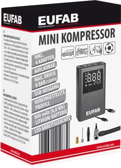 EUFAB Mini-compresseur Rechargeable -Abus Boutique eufab 21083 300 20126017 Mini Kompressor aufladbar 12